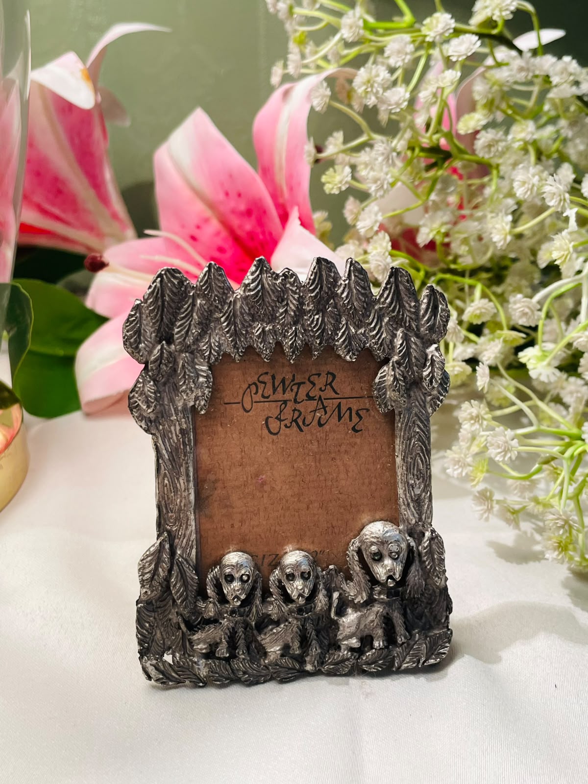 Vintage Pewter-Style Monkey Photo Frame Forest Design 9 cm