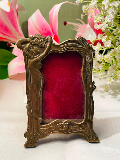 Vintage Gold-Tone Figural Photo Frame Art Nouveau Style 10 cm