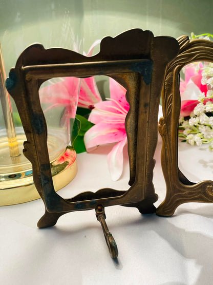 Vintage Brass -Tone Art Nouveau Style Photo Frame 14 cm