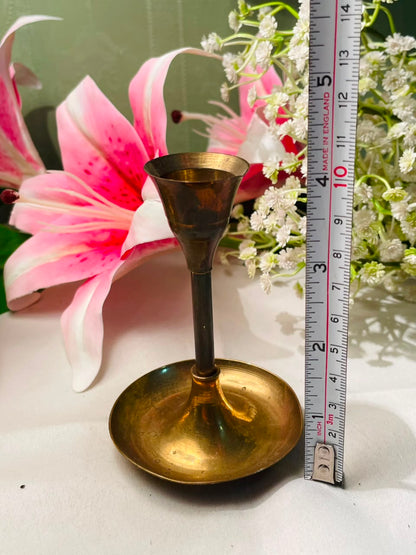 Vintage Gold-Tone Candle Holder with Drip Tray 10 cm