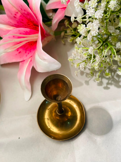 Vintage Gold-Tone Candle Holder with Drip Tray 10 cm