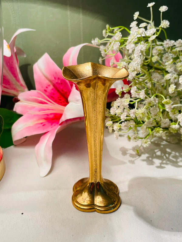 Vintage Gold-Tone Flared Decorative Vase 10 cm