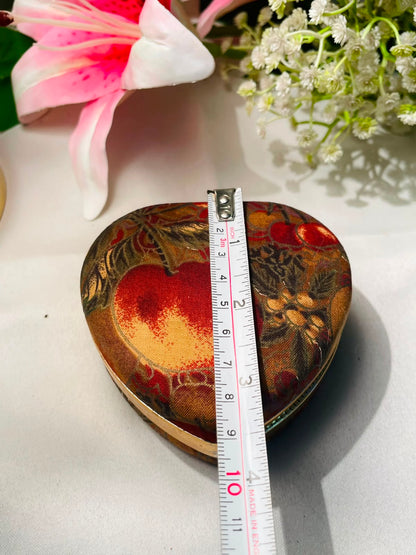 Heart-Shaped Floral Fabric Jewellery Box 10 cm