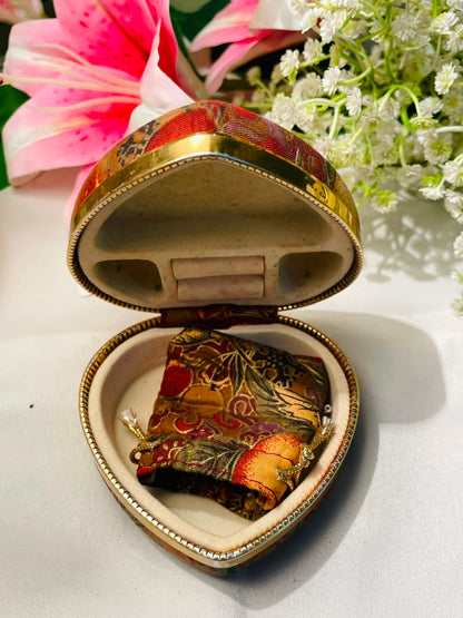 Heart-Shaped Floral Fabric Jewellery Box 10 cm