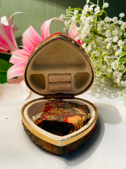 Heart-Shaped Floral Fabric Jewellery Box 10 cm