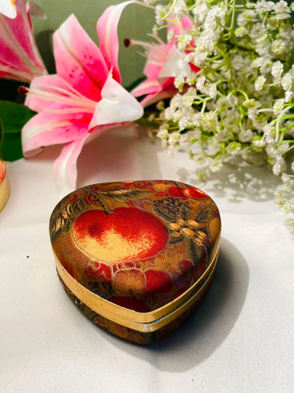 Heart-Shaped Floral Fabric Jewellery Box 10 cm