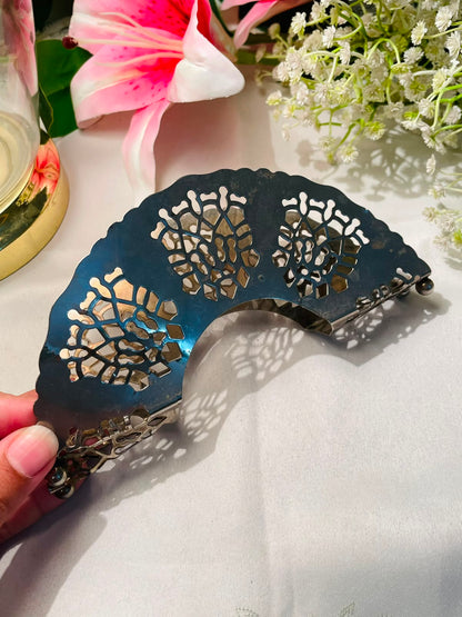 Silver-Tone Pierced Floral Napkin Holder 18 cm