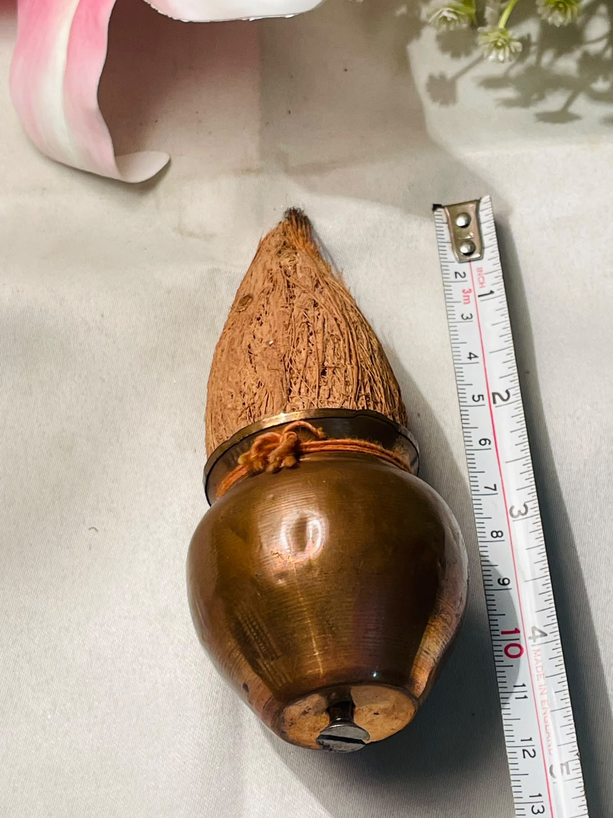 Brass-Tone Coconut Decorative Ornament – 5 Inch