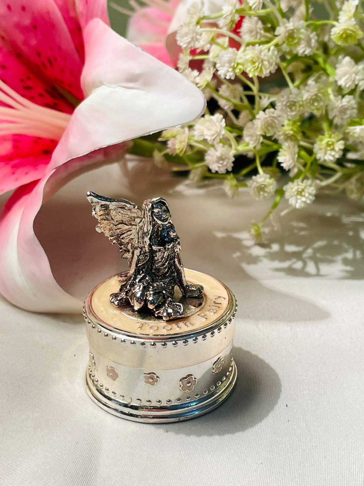 Silver-Tone Tooth Fairy Keepsake Trinket Box – 3 Inch