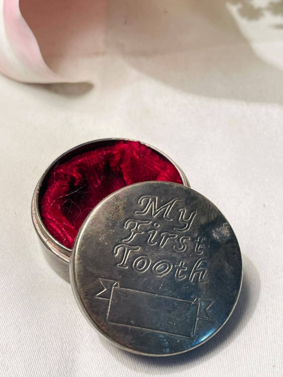 Vintage My First Tooth Keepsake Box Silver-Tone 4 cm