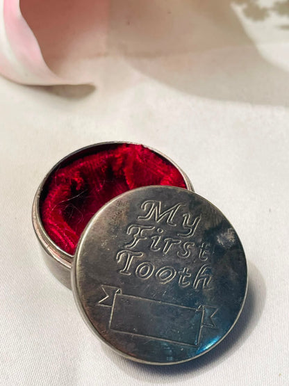 Vintage My First Tooth Keepsake Box Silver-Tone 4 cm