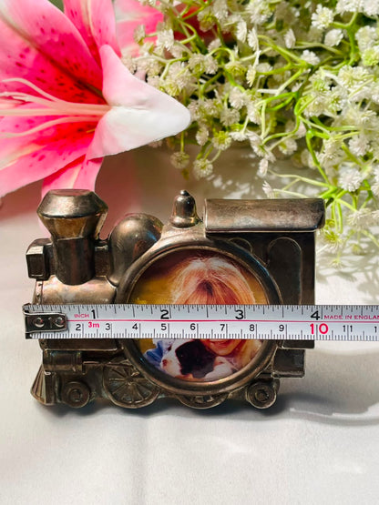 Vintage Silver-Tone Train Photo Frame Approx. 10 cm