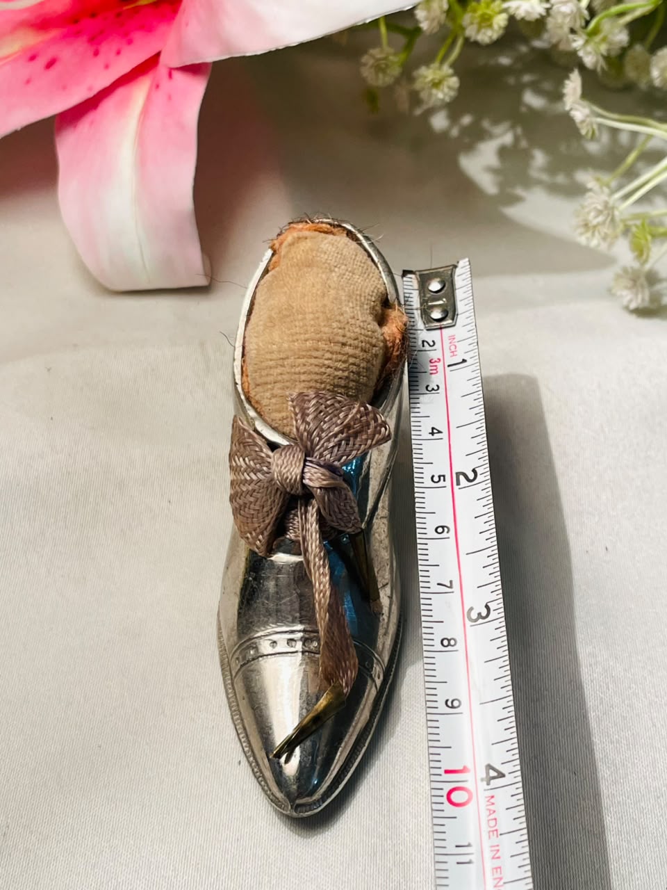 Vintage Silver-Tone Miniature Shoe Ornament 10 cm