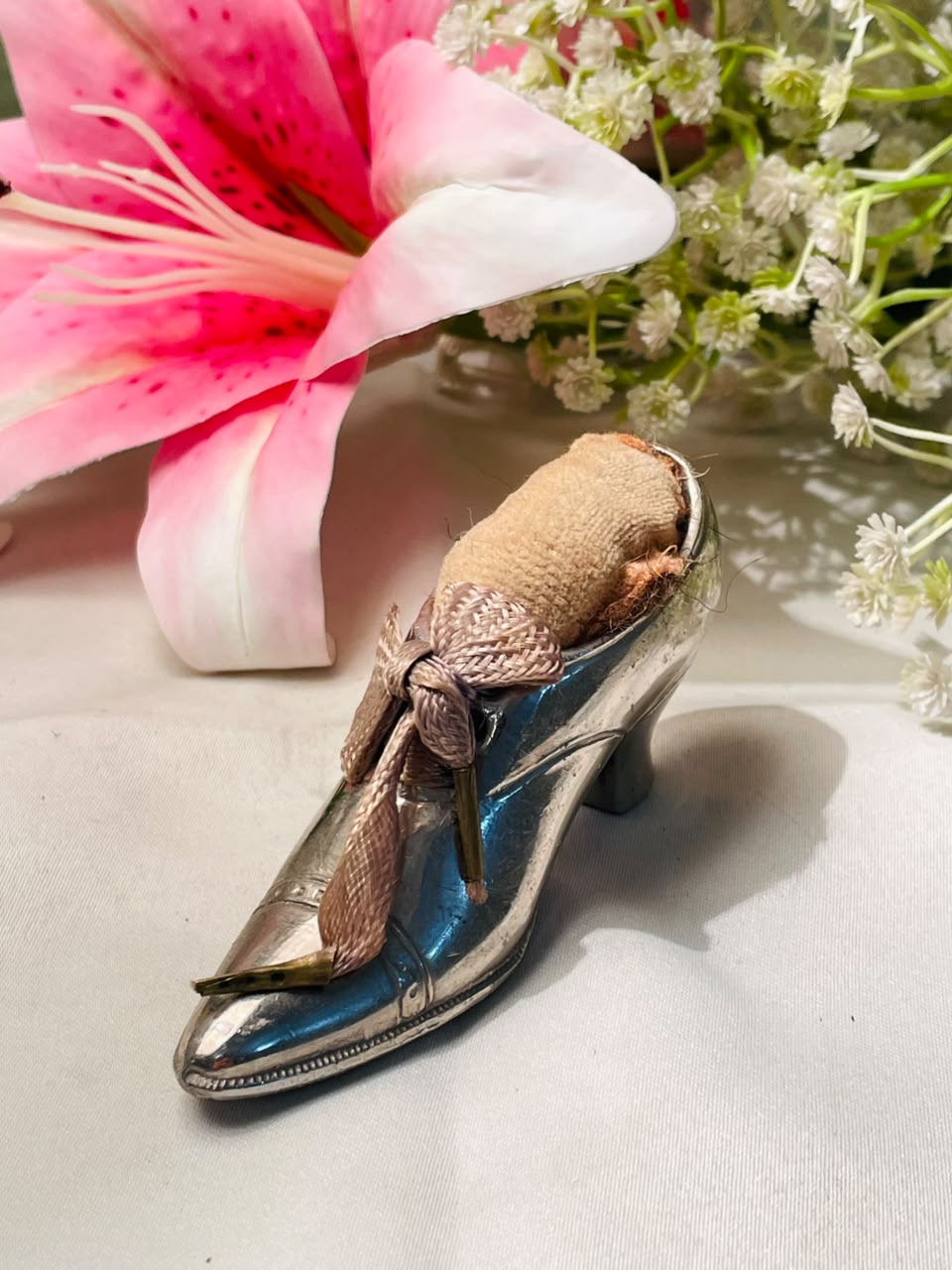 Vintage Silver-Tone Miniature Shoe Ornament 10 cm