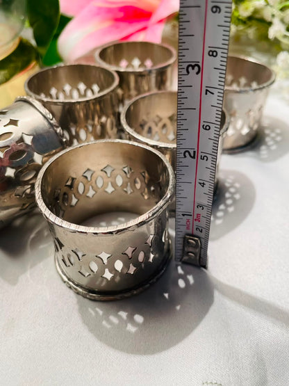 Queen Anne Silver Pierced Napkin Rings Set of 6