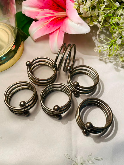 Vintage Spiral Silver-Tone Napkin Rings Set of 5