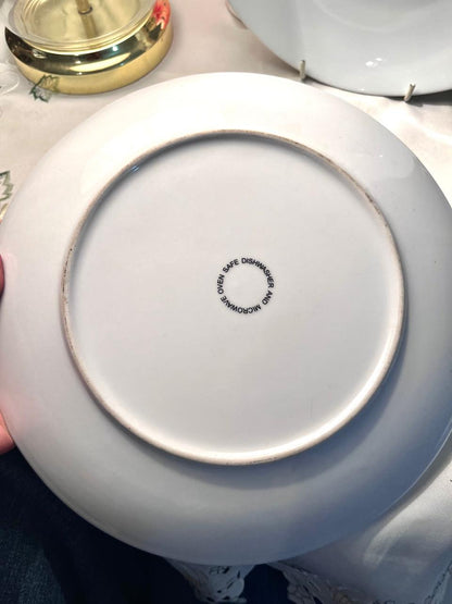 Vintage White Ceramic Poppy Serving Platter with Red Floral Design ( Each)