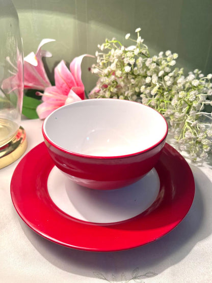 Vintage wilko Red & White Bowl & Plate Set 2-Piece 22 cm