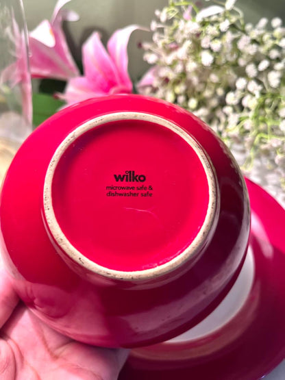 Vintage wilko Red & White Bowl & Plate Set 2-Piece 22 cm