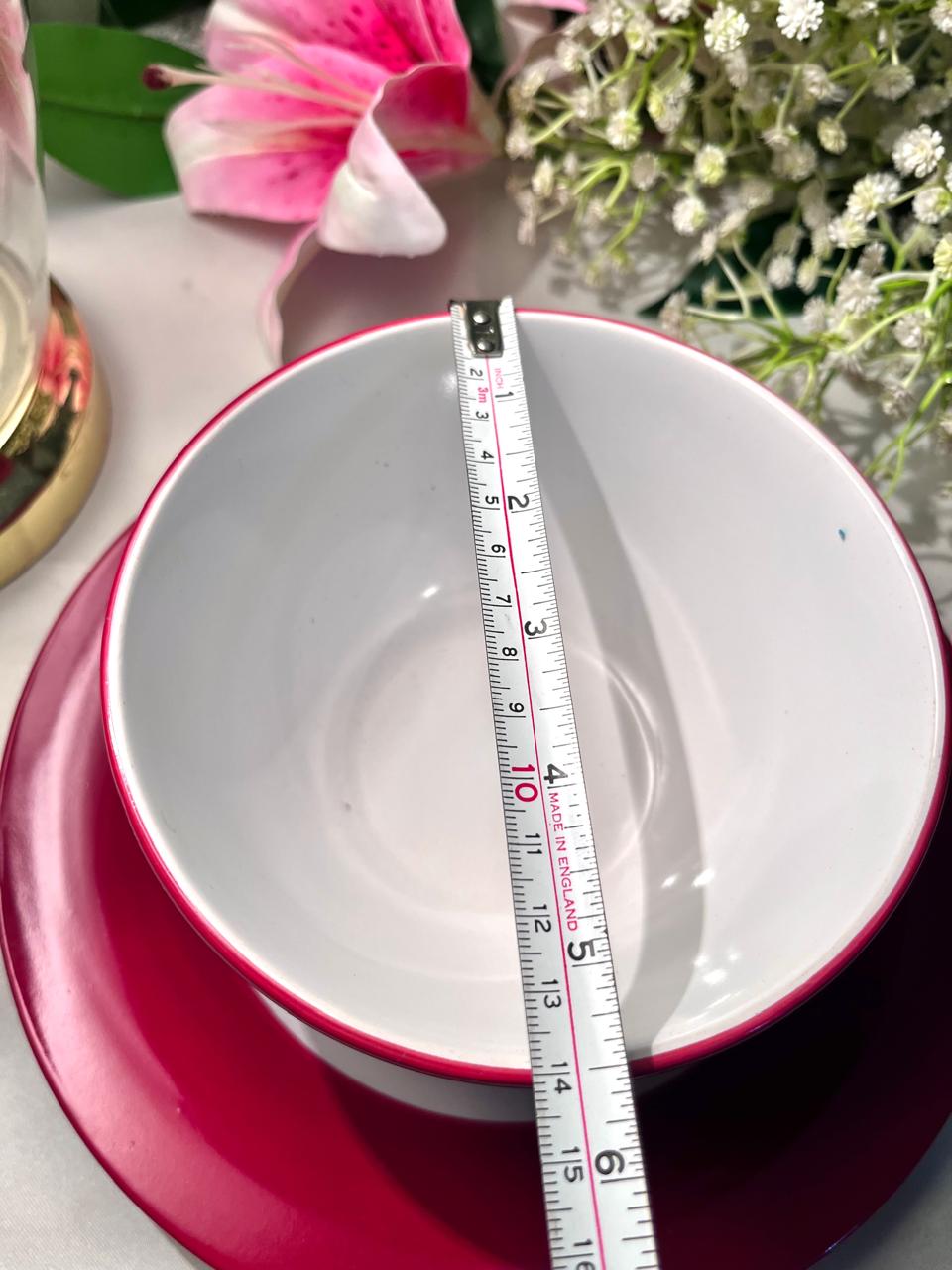 Vintage wilko Red & White Bowl & Plate Set 2-Piece 22 cm