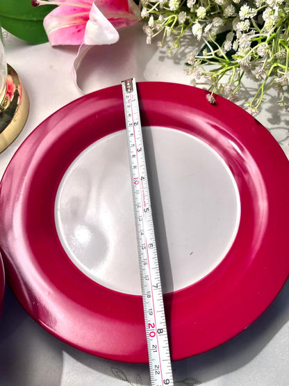 Vintage wilko Red & White Bowl & Plate Set 2-Piece 22 cm