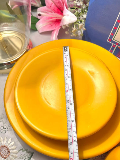 Vintage Yellow 16-Piece Picnic Dinner Set with Mugs
