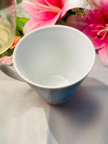 Blue & Pink Ceramic Mug Ornate Pattern 10 cm