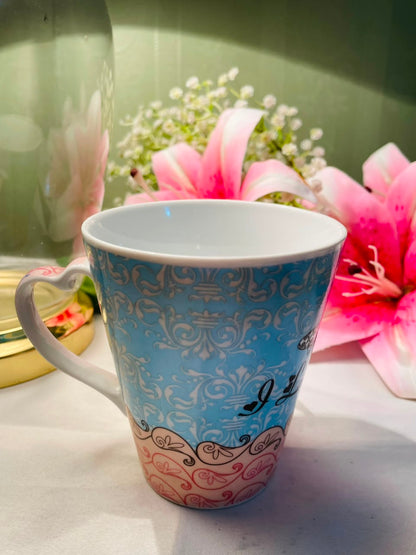Blue & Pink Ceramic Mug Ornate Pattern 10 cm