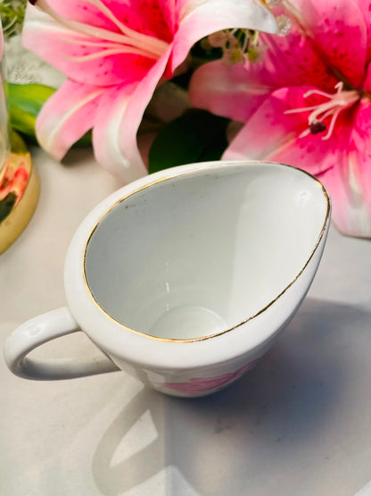 Vintage Seltmann Weiden in Bavaria White Floral Milk Jug Pink Rose Detail 9 cm