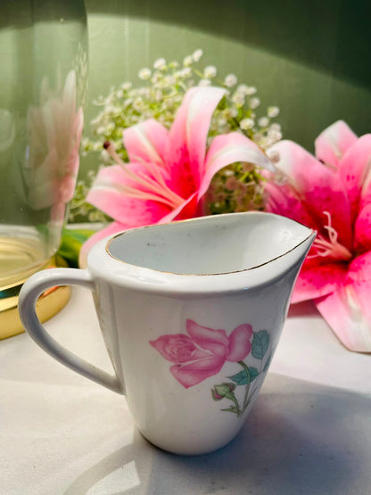 Vintage Seltmann Weiden in Bavaria White Floral Milk Jug Pink Rose Detail 9 cm