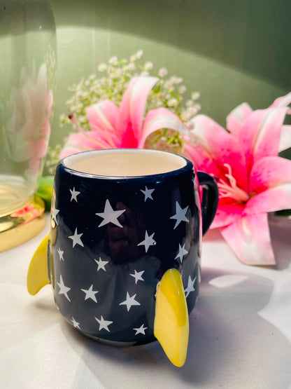 Blue Star Ceramic Novelty Mug with Yellow Fins 10 cm