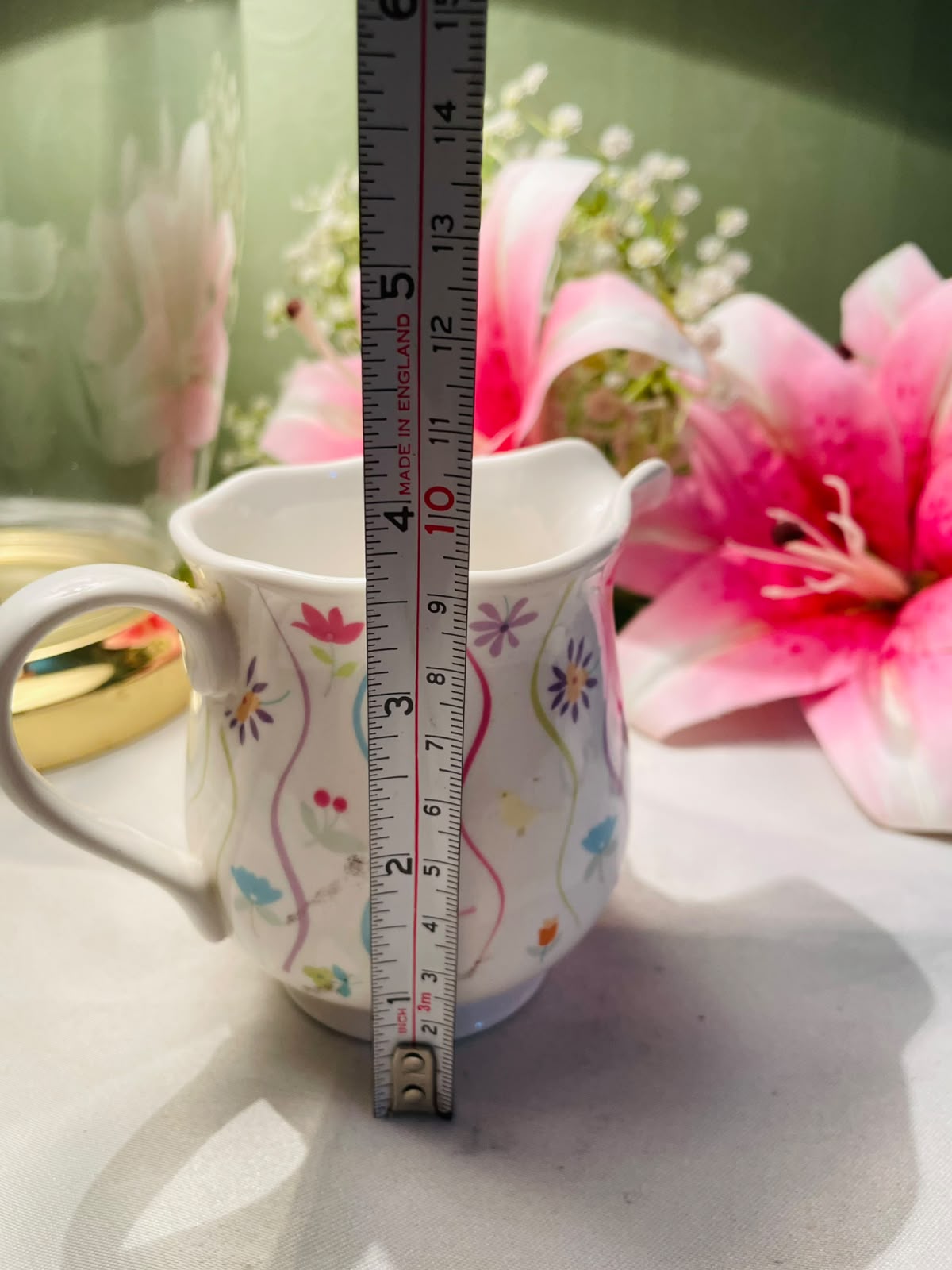 White John Lewis Floral Ceramic Milk Jug Multicolour Design 10 cm