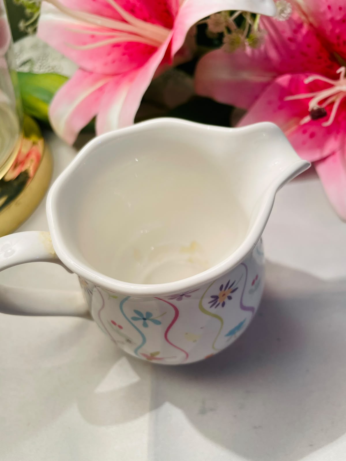 White John Lewis Floral Ceramic Milk Jug Multicolour Design 10 cm