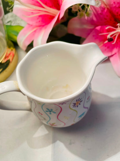 White John Lewis Floral Ceramic Milk Jug Multicolour Design 10 cm