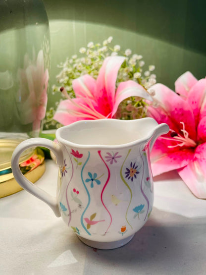 White John Lewis Floral Ceramic Milk Jug Multicolour Design 10 cm