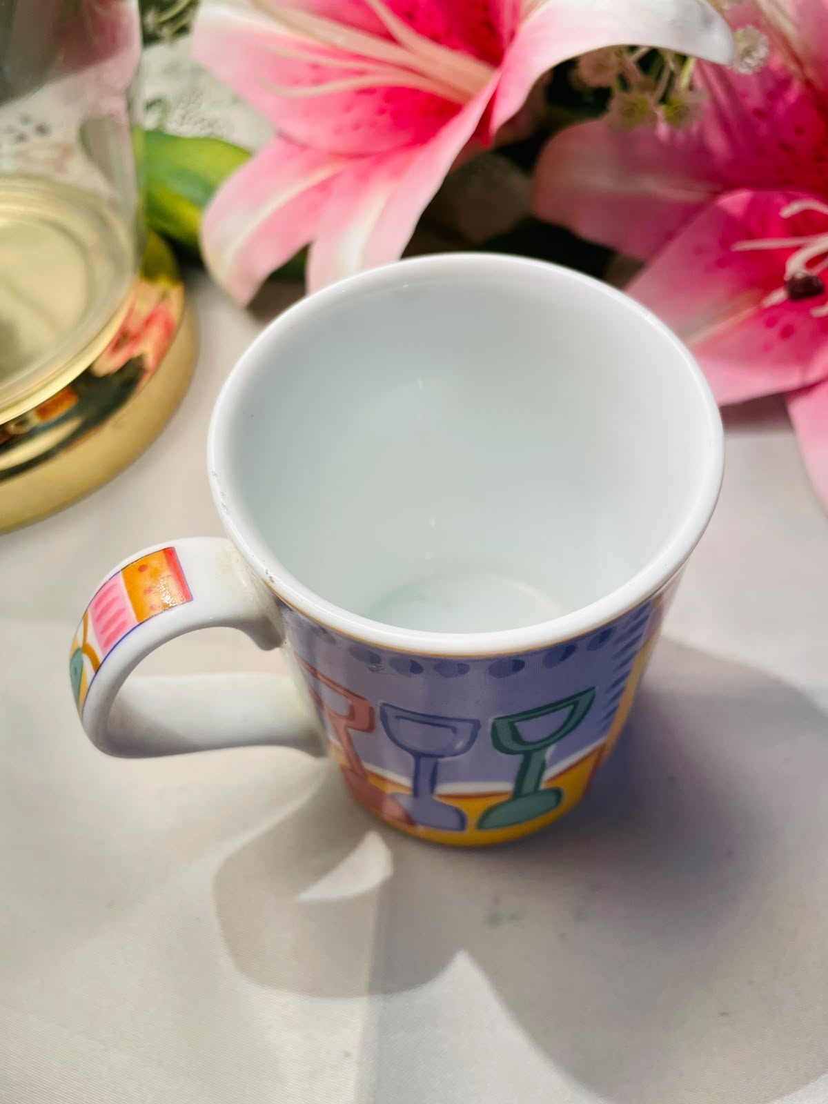 Vintage Multicolour Stemware Design Ceramic Mug 10 cm