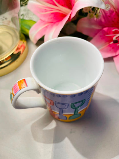 Vintage Multicolour Stemware Design Ceramic Mug 10 cm