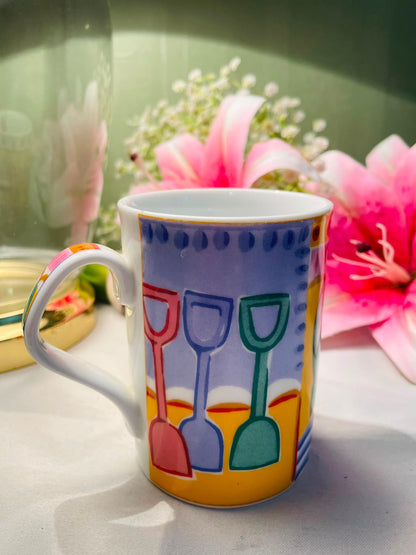 Vintage Multicolour Stemware Design Ceramic Mug 10 cm