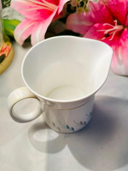 Vintage DEMURE ROYAL Stafford  Ceramic Milk Jug Teal Leaf Gold Detail 10 cm