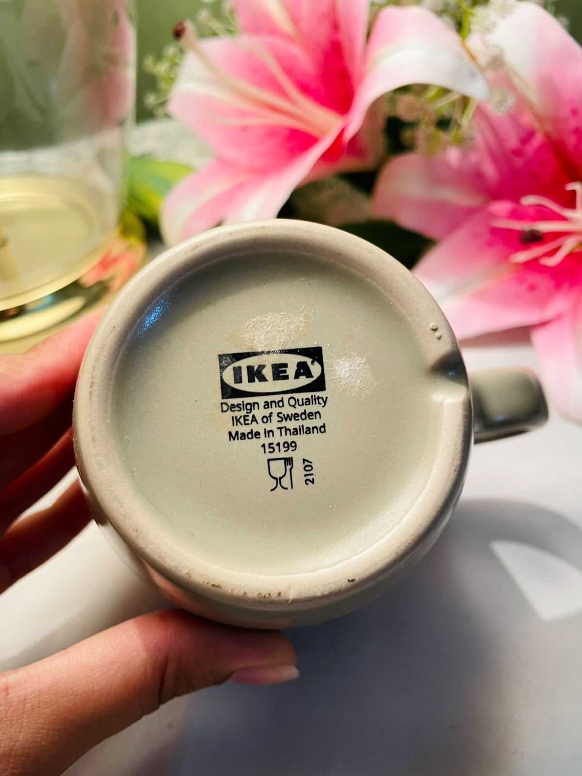 Vintage IKEA Taupe Ceramic Mug Plain Minimalist Design 9 cm