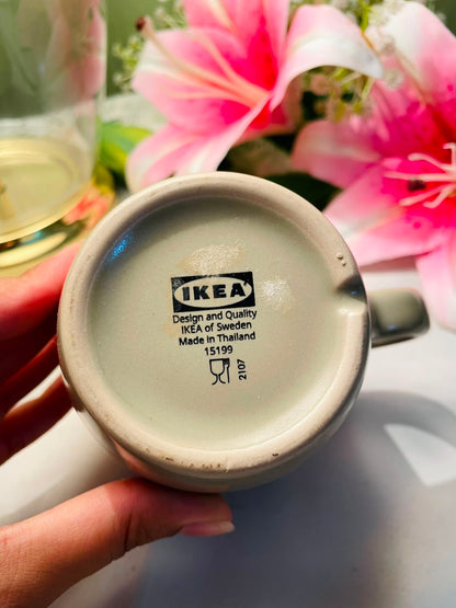 Vintage IKEA Taupe Ceramic Mug Plain Minimalist Design 9 cm