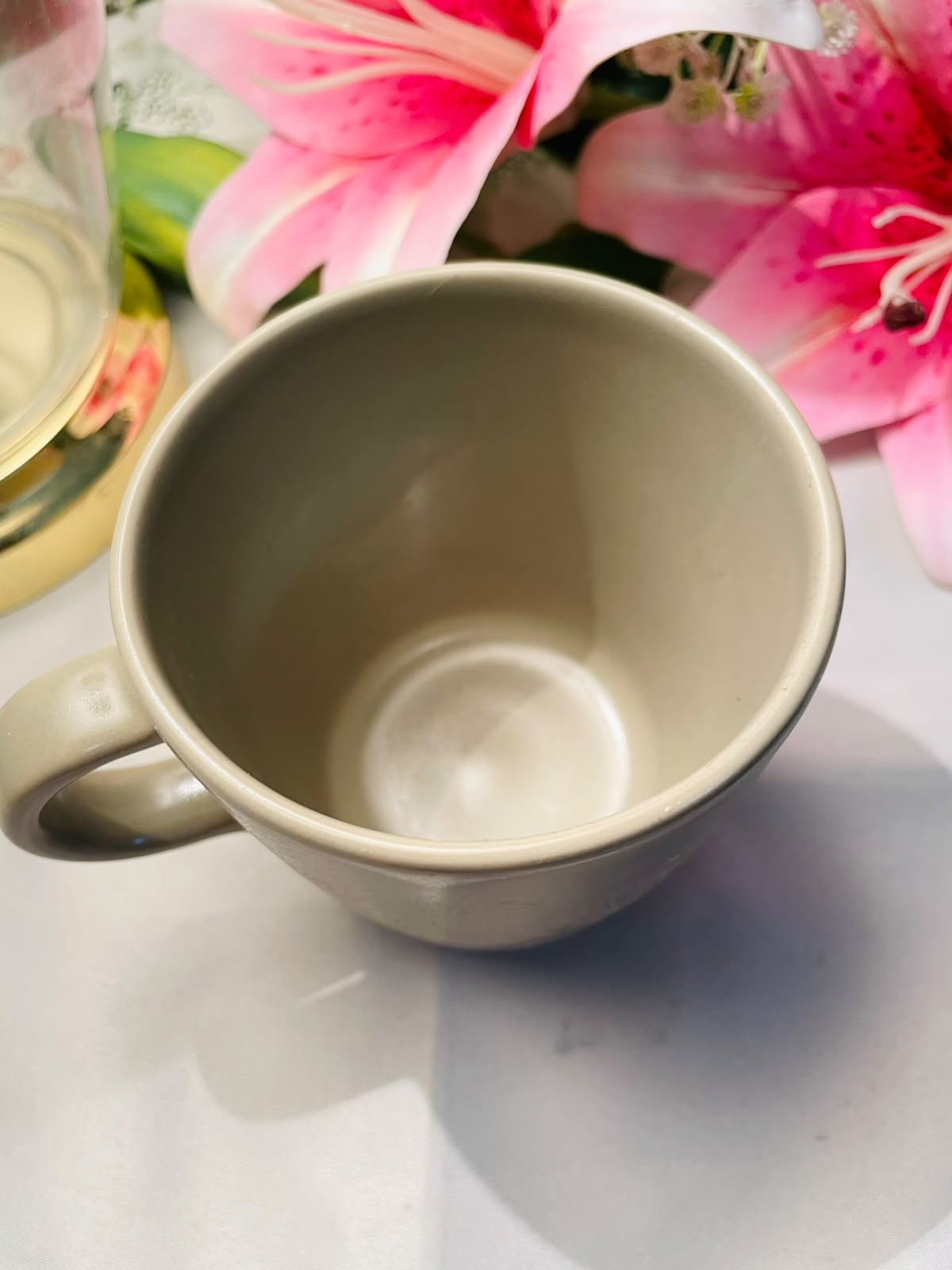 Vintage IKEA Taupe Ceramic Mug Plain Minimalist Design 9 cm