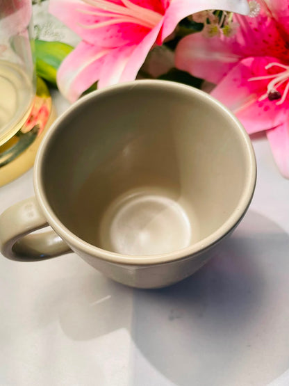Vintage IKEA Taupe Ceramic Mug Plain Minimalist Design 9 cm