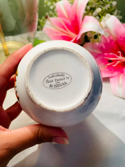 Vintage Hand painted White Floral Ceramic Milk Jug Orange Botanical 10 cm