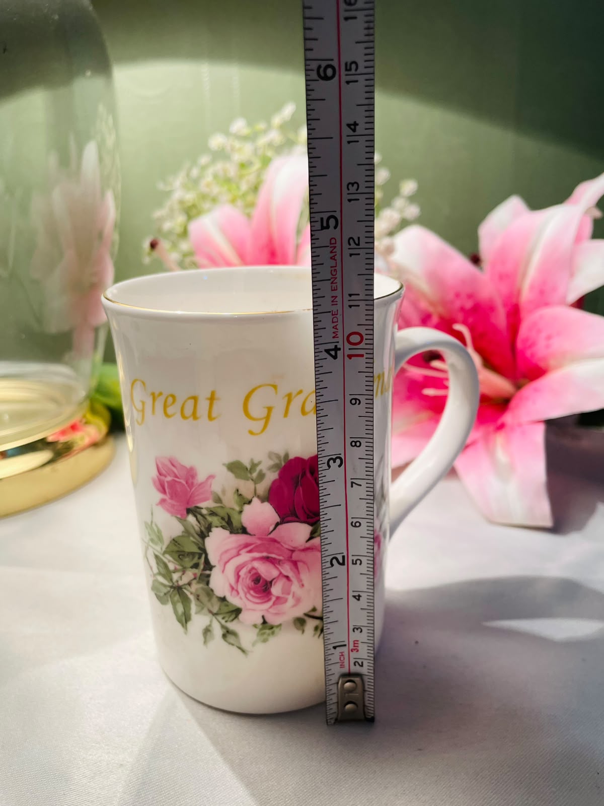 Great Grandma Floral Ceramic Mug with Gold Rim Fine bone China 11 cm