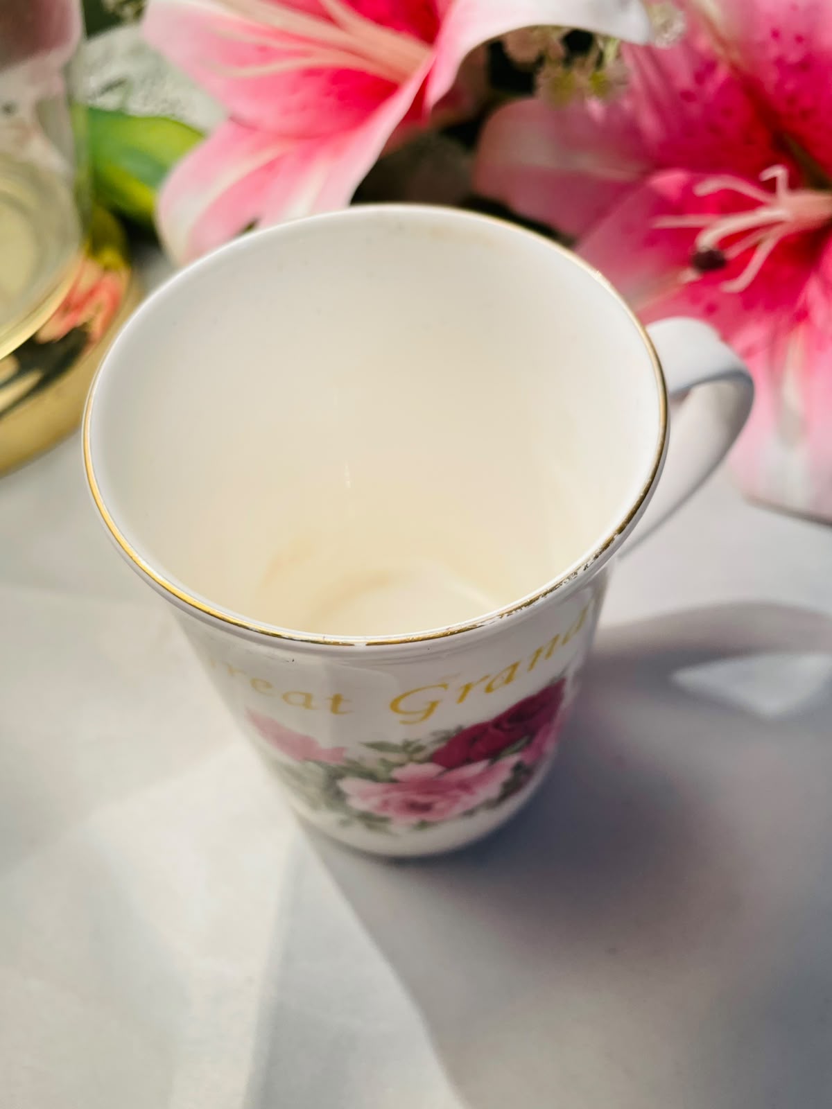 Great Grandma Floral Ceramic Mug with Gold Rim Fine bone China 11 cm