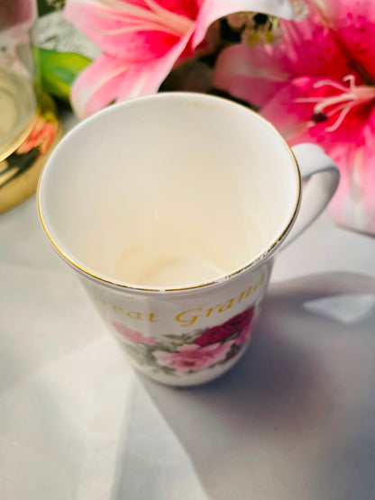 Great Grandma Floral Ceramic Mug with Gold Rim Fine bone China 11 cm