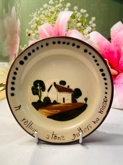 Rustic Motto hand painted Decorative Ceramic Plate 12 cm