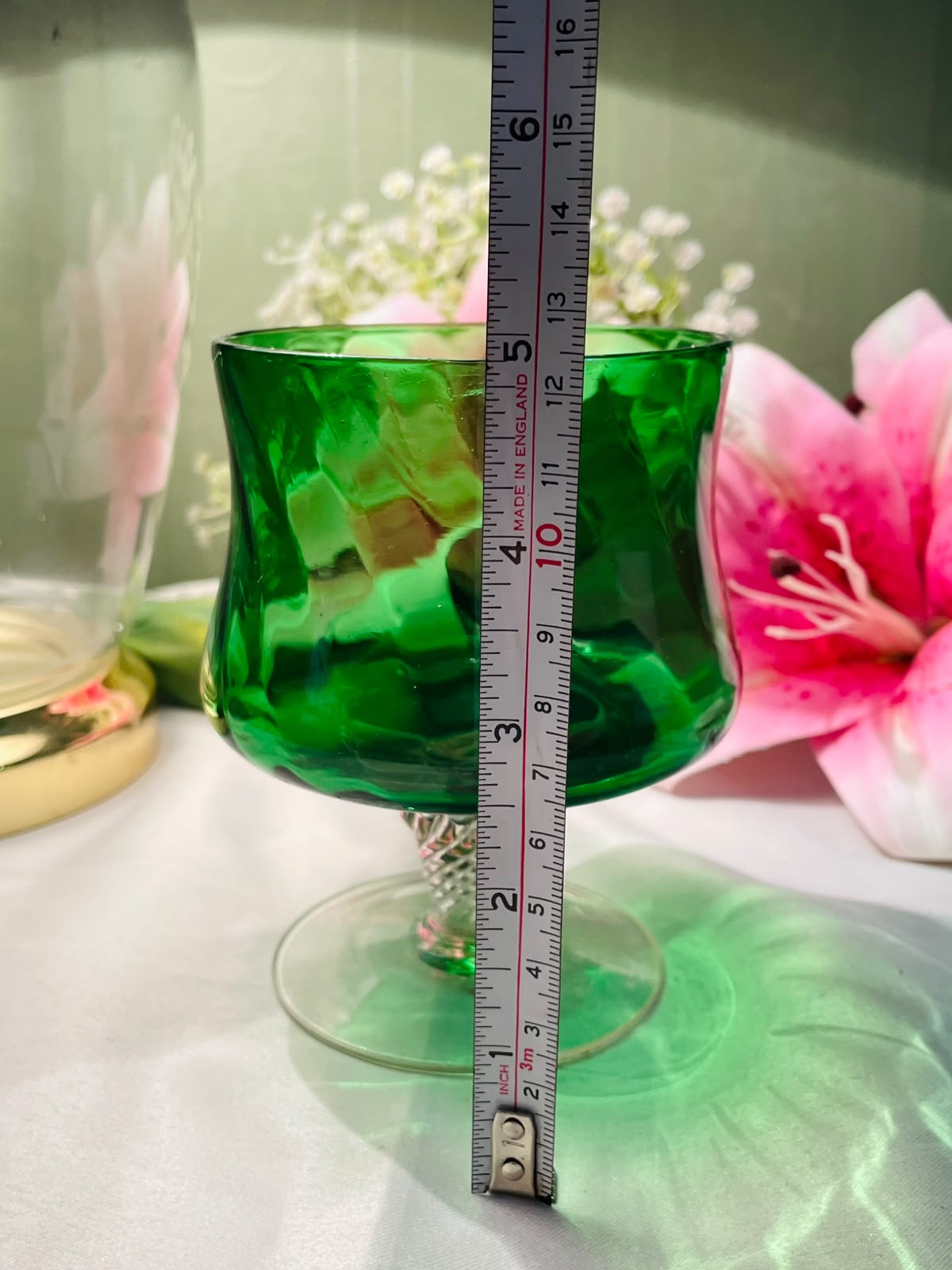 Emerald Green Stemmed Glass Goblet 12 cm