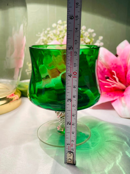 Emerald Green Stemmed Glass Goblet 12 cm